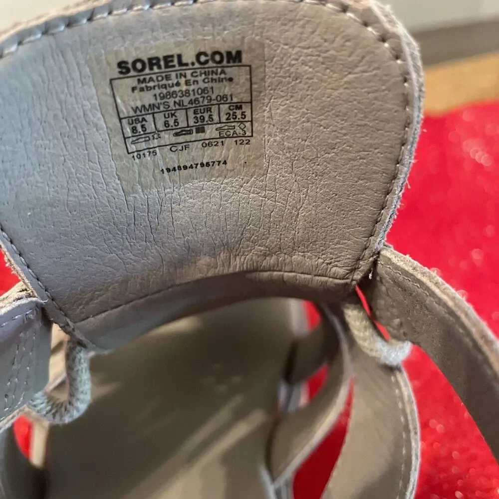 Sorel Platform Sandals Gladiator Lace Up Womens Sandal Size U.S.A 8.5 Gray